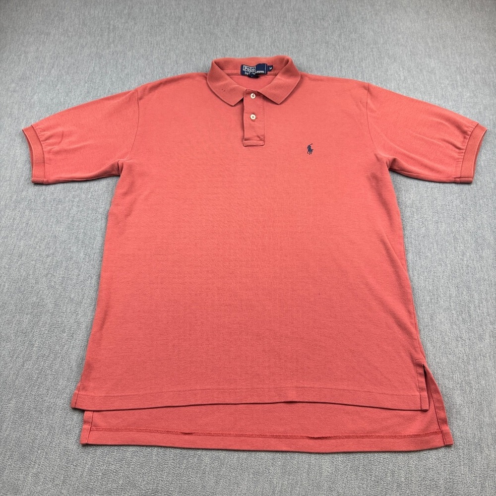 Vintage Polo Ralph Lauren Polo Shirt Mens Medium‎ Peach Classic Fit Golf Collard
